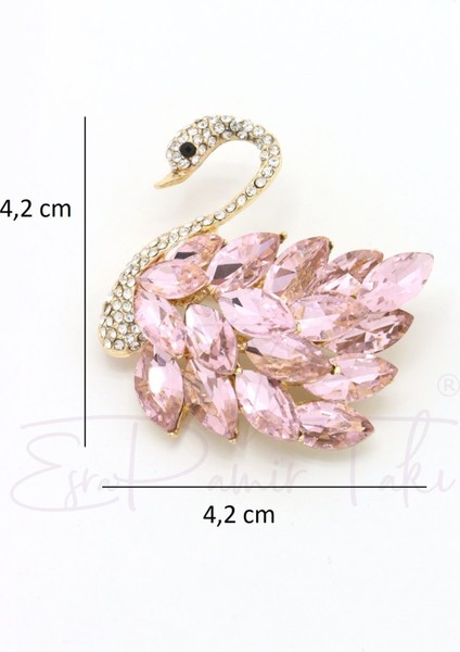 Pembe Zirkon Taşlı Kuğu Broş fiyatları