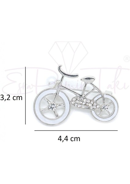 Incili Taşlı Gümüş Renk Bisiklet Broş fiyatları