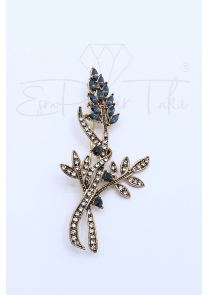 Lacivert Kristal Taş Elmas Montür Broş