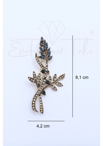 Lacivert Kristal Taş Elmas Montür Broş fiyatları