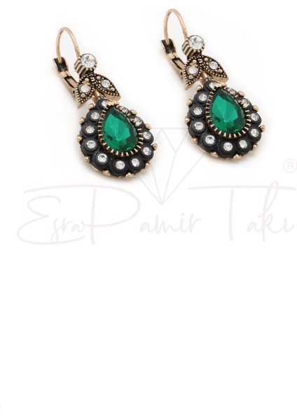 Yeşil Beyaz Zirkon Taşlı Elmas Montür Küpe fiyatları