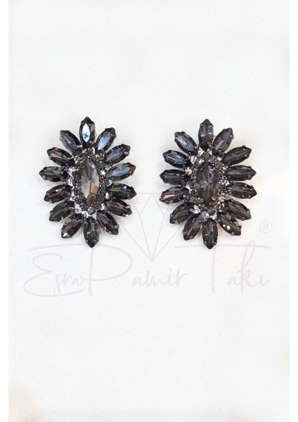 Füme Kristal Taş Abiye Küpe