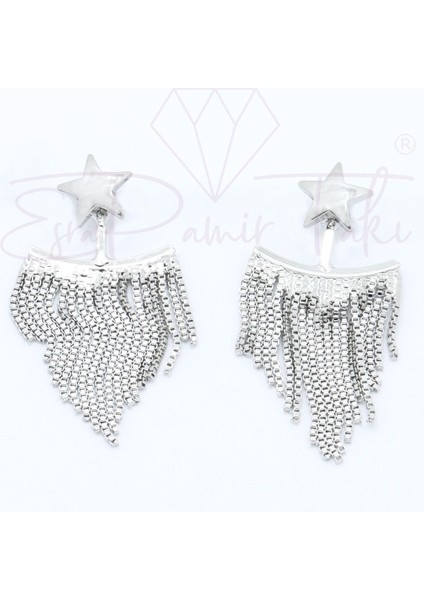 Gümüş Renk Yıldızlı Küpe modelleri