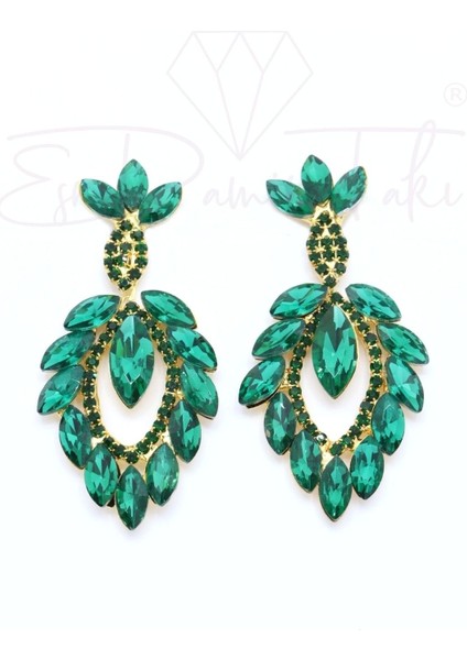 Yeşil Kristal Taş Abiye Küpe