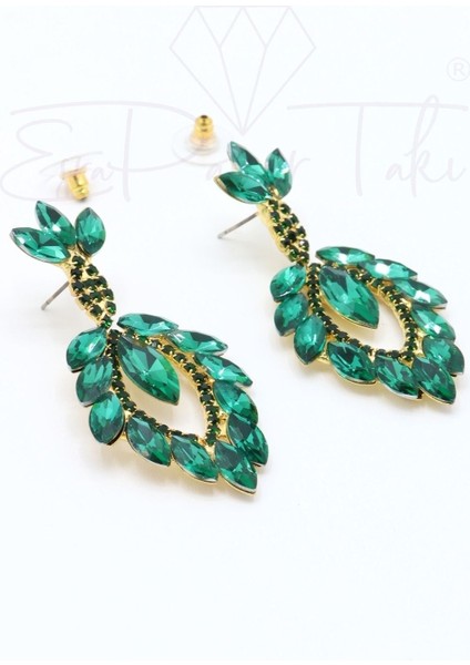 Yeşil Kristal Taş Abiye Küpe fiyatları