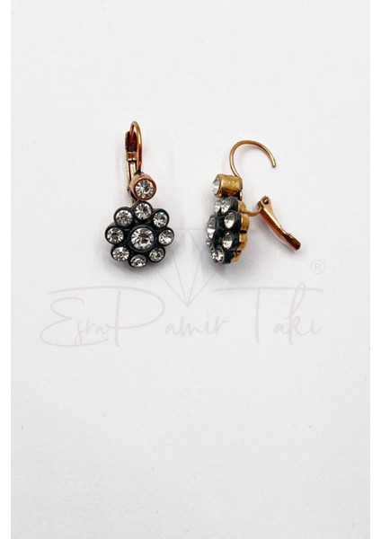 Zirkon Taşlı Elmas Montür Çiçek Küpe