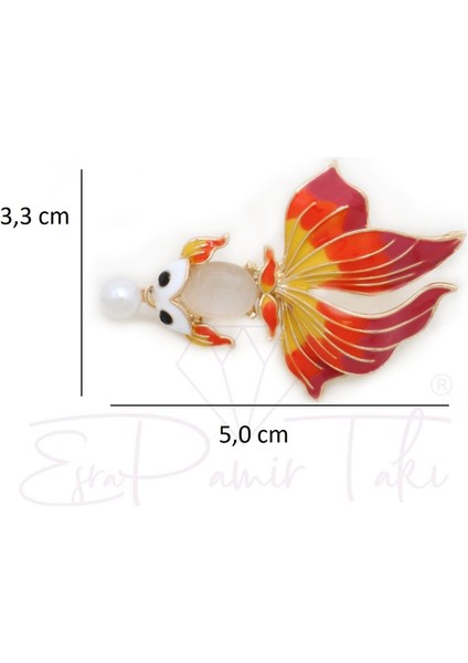 Sarı ve Turuncu Renk Inci Kovalayan Balık Broş