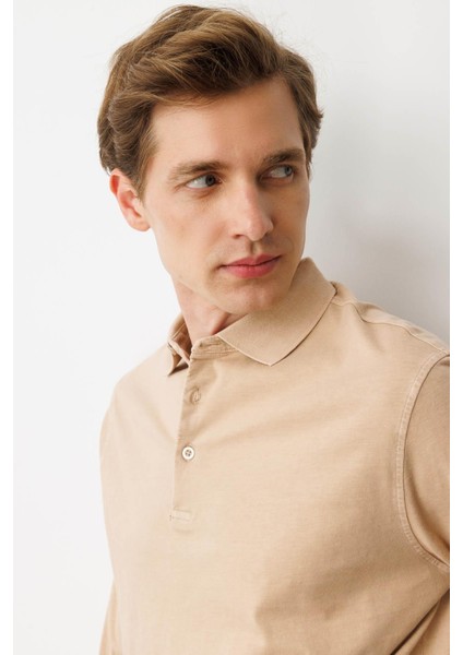 Erkek Polo Yaka Uzun Kollu Sweatshirt K.bej