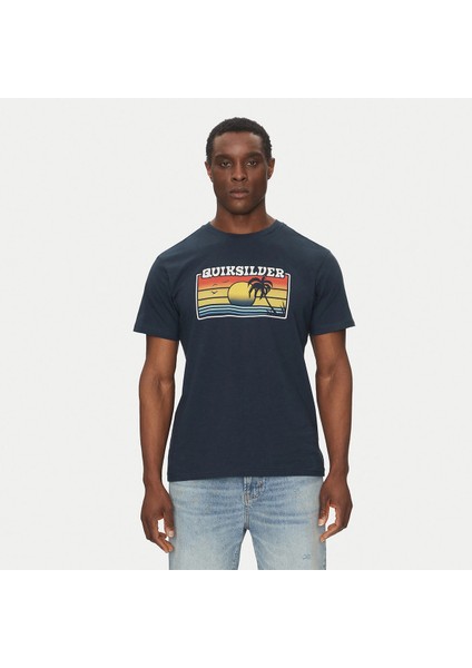 Quiksilver Sun Faded Erkek Mavi Yuvarlak Yaka Tişört
