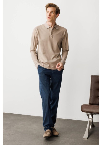 Erkek Polo Yaka Sweatshirt Vizon indirimleri