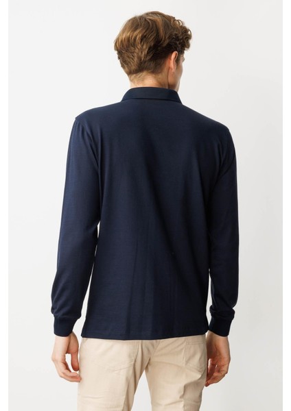 Erkek Polo Yaka Pike Dokuma Sweatshirt K.lacivert modelleri
