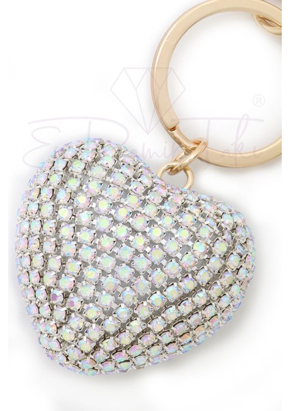 Gümüş Renk Taşlı Kalp Anahtarlık ve Çanta Süsü fiyatları