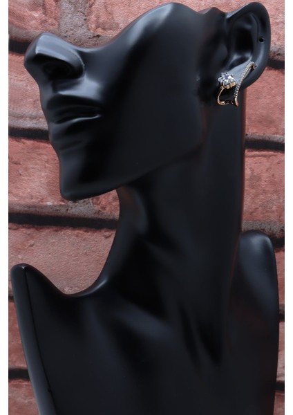 Zirkon Taşlı Rose Gold Renk Küpe modelleri