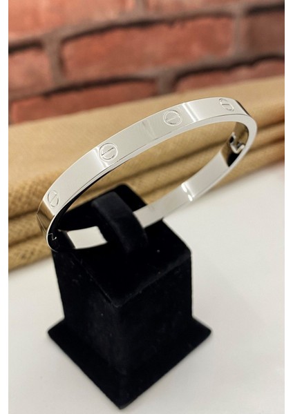 Çelik Kelepçe Kalın Gümüş Renk Bileklik