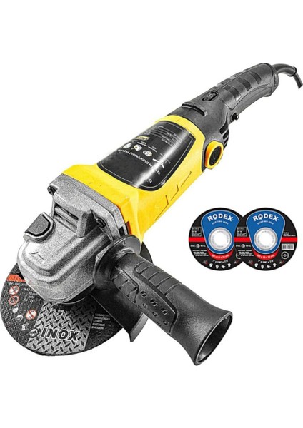 Devir Ayarlı Avuç Içi Spiral Taşlama Makinası 3000W 115-125 mm 2 Adet Inox Disk Hediyeli.