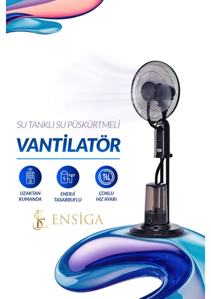 Su Tanklı Su Püskürtmeli Vantilatör 16 Inç Kumandalı Zamanlayıcı, Nemlendirici Salınımlı