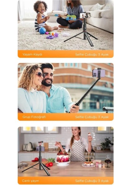 C10 Çok Amaçlı Tripod Kumandalı Selfie Çubuğu Siyah