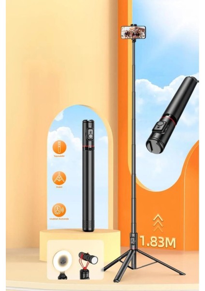 C10 Çok Amaçlı Tripod Kumandalı Selfie Çubuğu Siyah