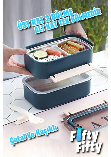 Bento Lunch Box 1600 ml 2 Kat Yeni Nesil Sefer Tası Paslanmaz Çelik -FFLBOX2221 indirimleri