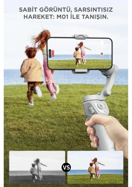 M01 Gri Çok Amaçlı Gimbal Özellikli Tripod Selfie Çubuğu