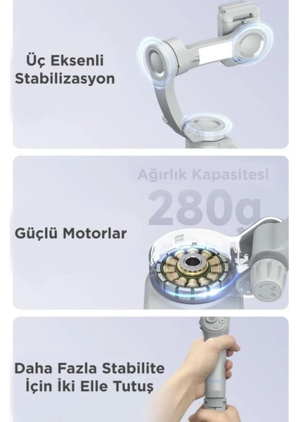 M01 Gri Çok Amaçlı Gimbal Özellikli Tripod Selfie Çubuğu