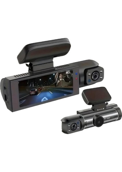 Araba Video Kaydedici Uyumlu Üç Lensli Arabanın Önü Arabanın Içi Hd Gece Görüşü Geniş Açı