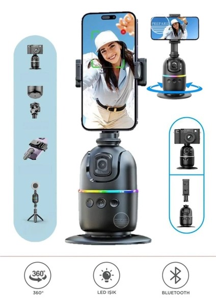 Yüz Takip Telefon Sabitleyici Profesyonel Gimbal 360° Tutucu Video Canlı Yayın Akıllı Tripod