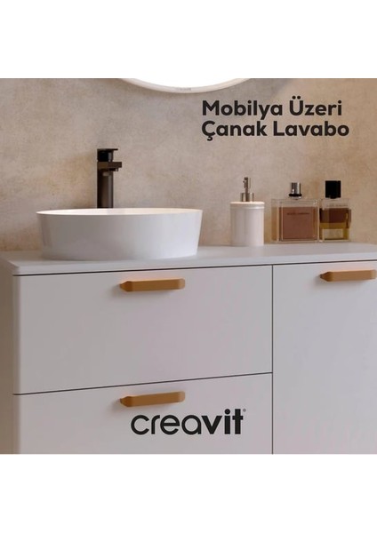 CREAVİT LP140 Loop Tezgah üstü Yuvarlak Çanak Lavabo Ø40 cm modelleri