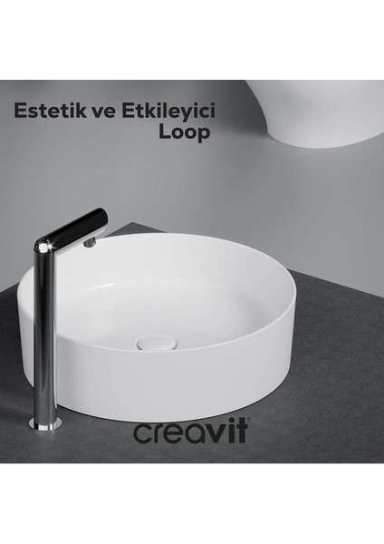 CREAVİT LP140 Loop Tezgah üstü Yuvarlak Çanak Lavabo Ø40 cm fırsatları
