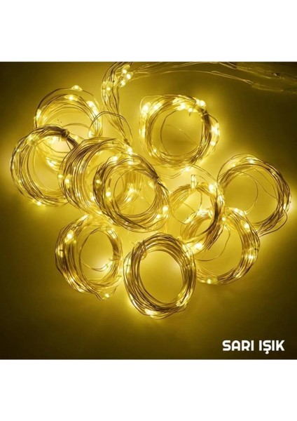 USB Perde Peri LED Kumandali Dekoratif Su Geçirmez Sarı