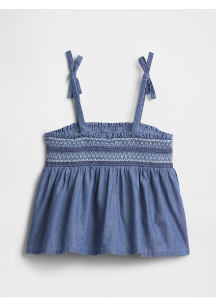 Kız Çocuk Mavi Smocked Peplum Bluz modelleri