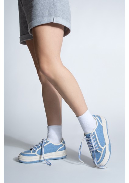 Kadın Sneaker Bağcıklı Keten Spor Ayakkabı Dofkin