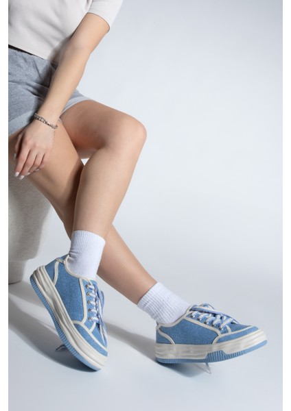 Kadın Sneaker Bağcıklı Keten Spor Ayakkabı Dofkin