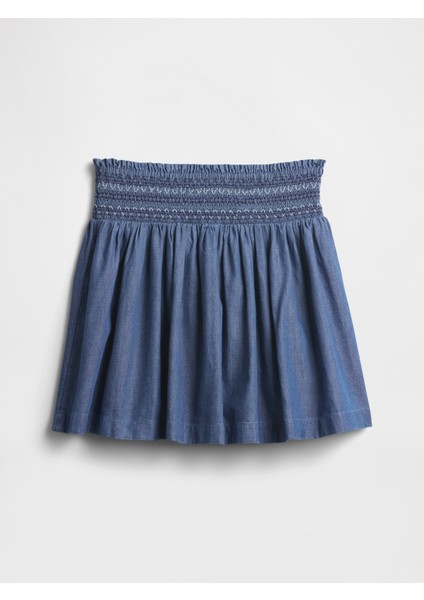 Kız Çocuk Mavi Relaxed Fit Smocked Etek modelleri