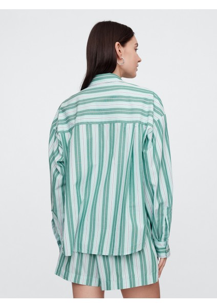 Kadın Yeşil Poplin Big Gömlek indirimleri