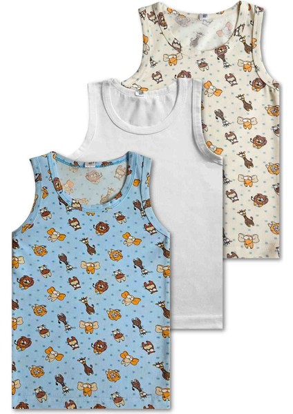 %95 Pamuklu Erkek Çocuk Atlet Fanila Iç Çamaşırı 3lü Set