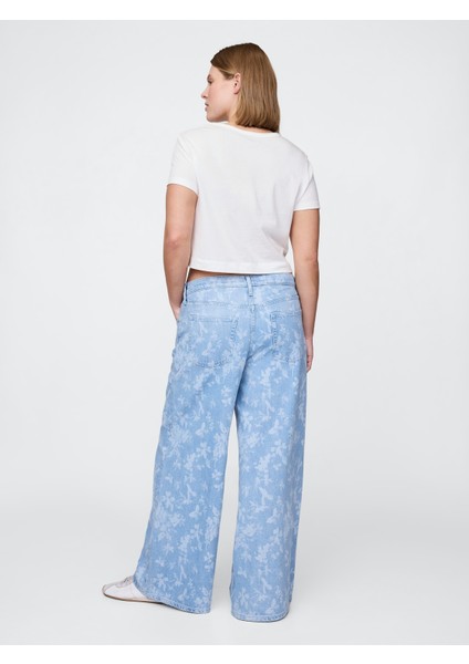 Kadın Açık Mavi Mid Rise Ultrasoft Baggy Jean Pantolon fırsatları