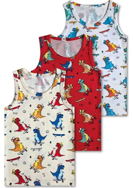 %95 Pamuklu Erkek Çocuk Atlet Fanila Iç Çamaşırı 3lü Set