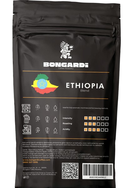 5x200g Brezilya Etiyopya Colombia Guatemala Intense Blend Espresso ve Filtre Kahve Seti
