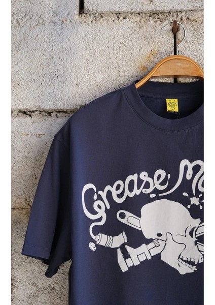 Grease Monkey Motorcycle Unisex Lacivert Oversize Tişört modelleri