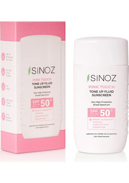 SPF50+ Pink Touch Aydınlatıc Sıvı Yüz Güneş Kremi Yeni Nesil Filtreler Hibrit Formül 50ML - Pa++++