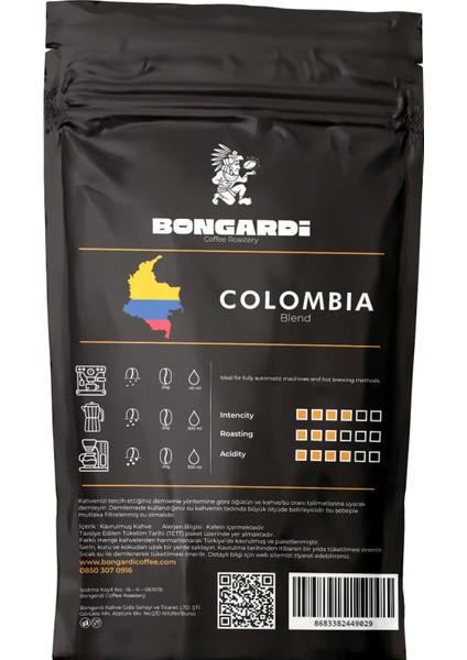5x200g Brezilya Etiyopya Colombia Guatemala Intense Blend Espresso ve Filtre Kahve Seti