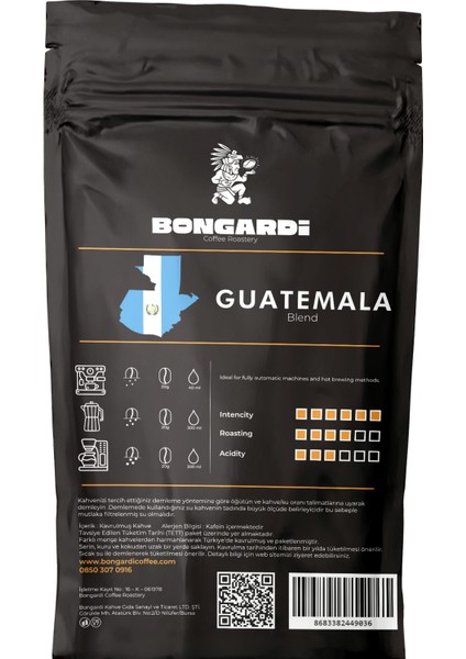 5x200g Brezilya Etiyopya Colombia Guatemala Intense Blend Espresso ve Filtre Kahve Seti
