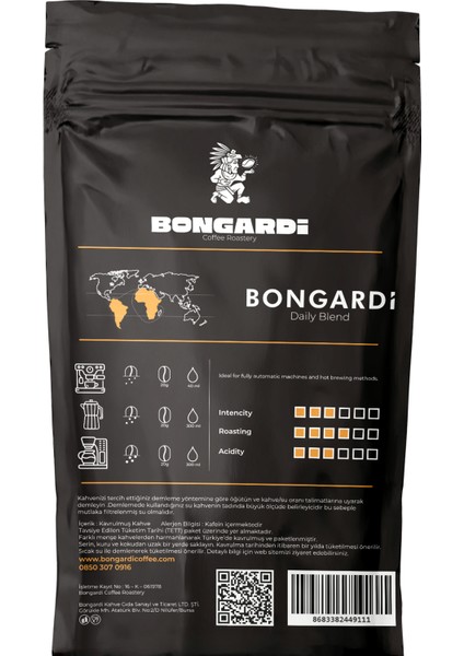 5x200g Brezilya Etiyopya Colombia Guatemala Intense Blend Espresso ve Filtre Kahve Seti