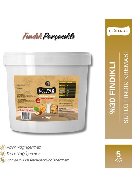 Sütlü Fındık Kreması Parçacıklı 5kg %30 Fındıklı