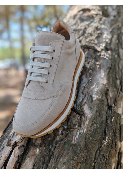 8036-BEJ Süet Deri Kadın Sneaker