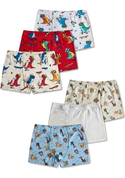 %95 Pamuklu Erkek Çocuk Boxer Külot Iç Çamaşır 6lı Set