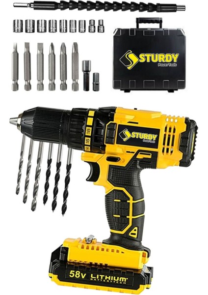 Japon Professıonel Tools 58V 8AH Gh-11 Metal Şanzıman Şarjlı Çift Akülü Vidalama 27PRÇ Uç Setli