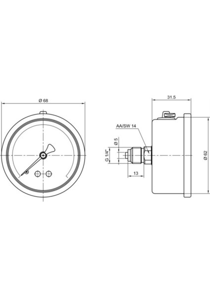 0-10 Bar 63 mm Arkadan Bağlantılı Gliserinli Manometre G 1/4 Inç fiyatları
