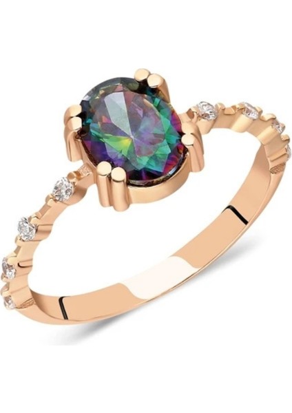 Gümüş Yüzük - Kadın Mistik Topaz Ihtişamı 925 Ayar Gümüş Evlilik Teklifi Hediye Gümüş Yüzük fiyatları